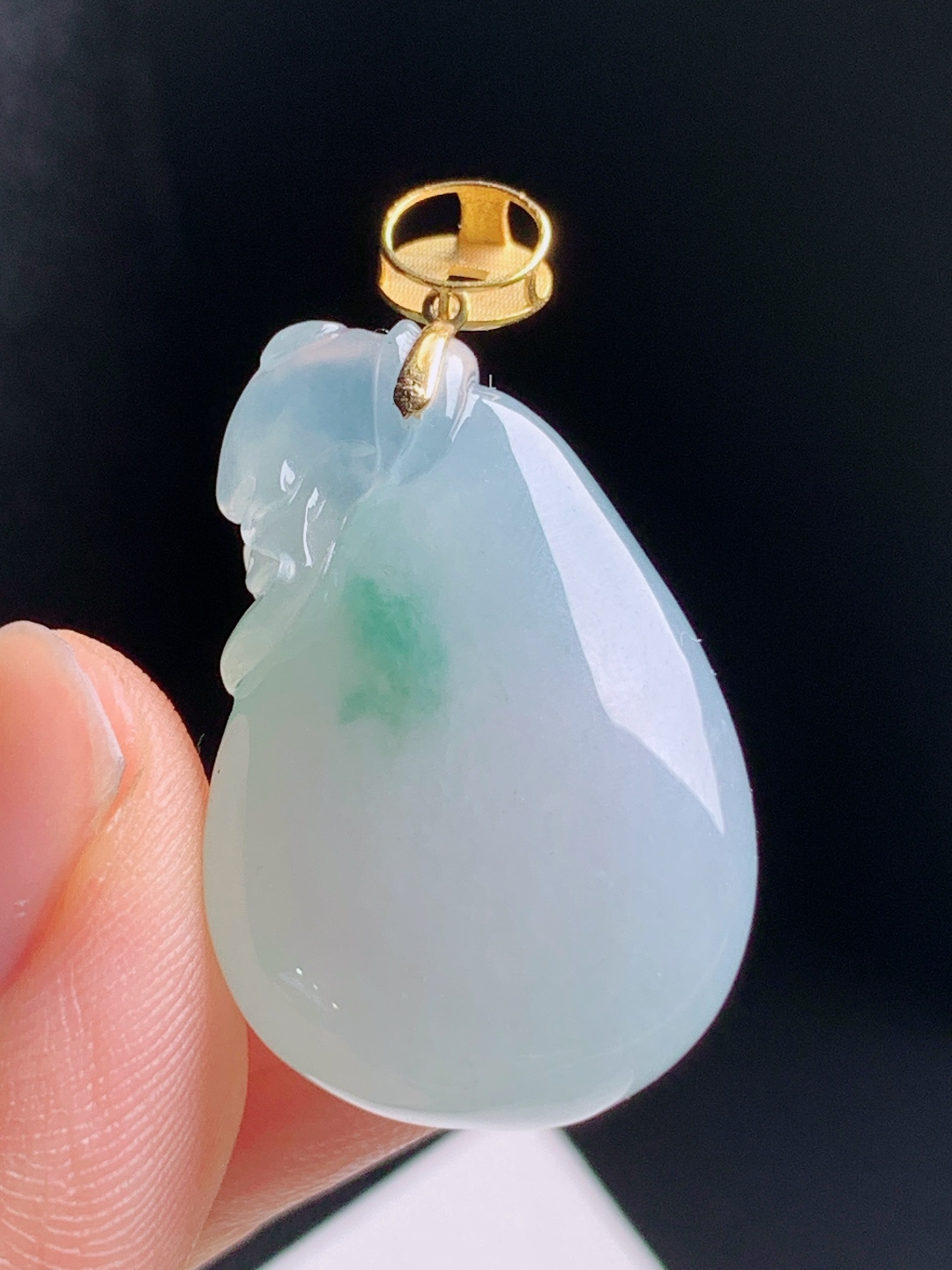 ️ 飘绿福袋吊坠，胶润起光飘花灵动，金铜钱扣招财聚福 裸石28.9-18.7-13 整体33.7 530616