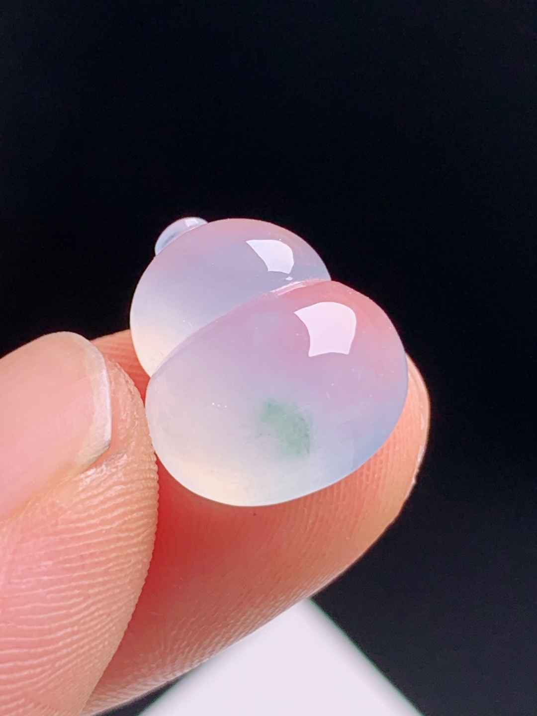 冰种飘绿葫芦裸石，水润通透带一抹翠色，福禄双全可镶吊坠 080617