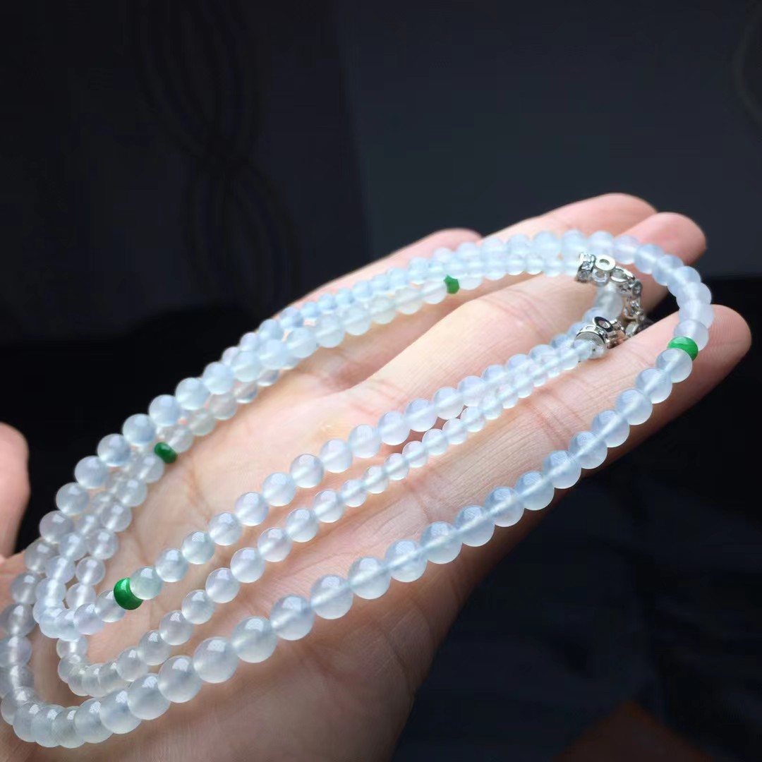 ️ 冰种珠链，卡4.8～3mm，169颗，种好，玉质细腻，冰透水润，颗颗精选，光好，耐看