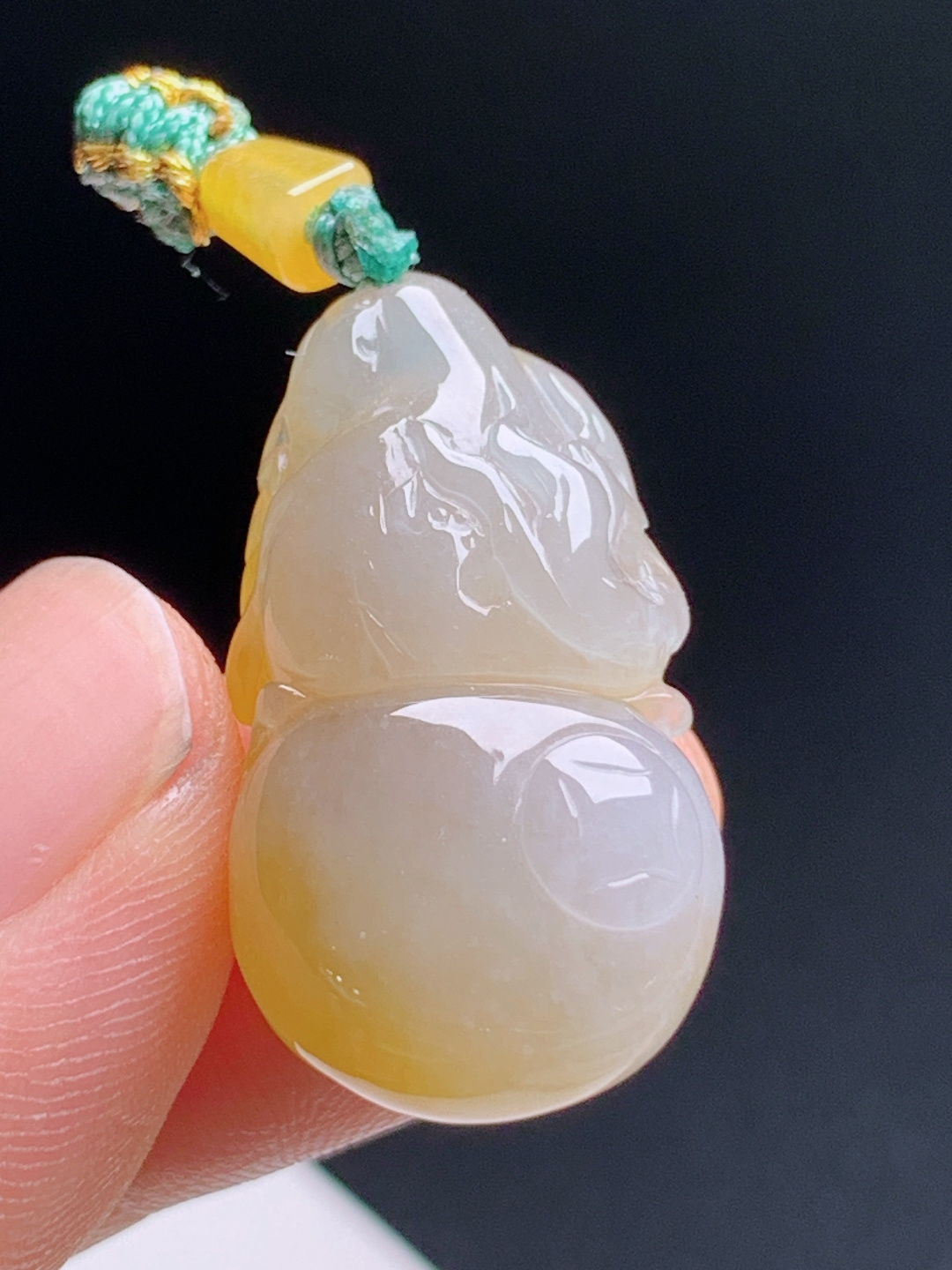 冰种黄翡招财葫芦，暖黄底色温润起胶，福禄双全自带贵气 裸石26.9-14.6-8.5 530616