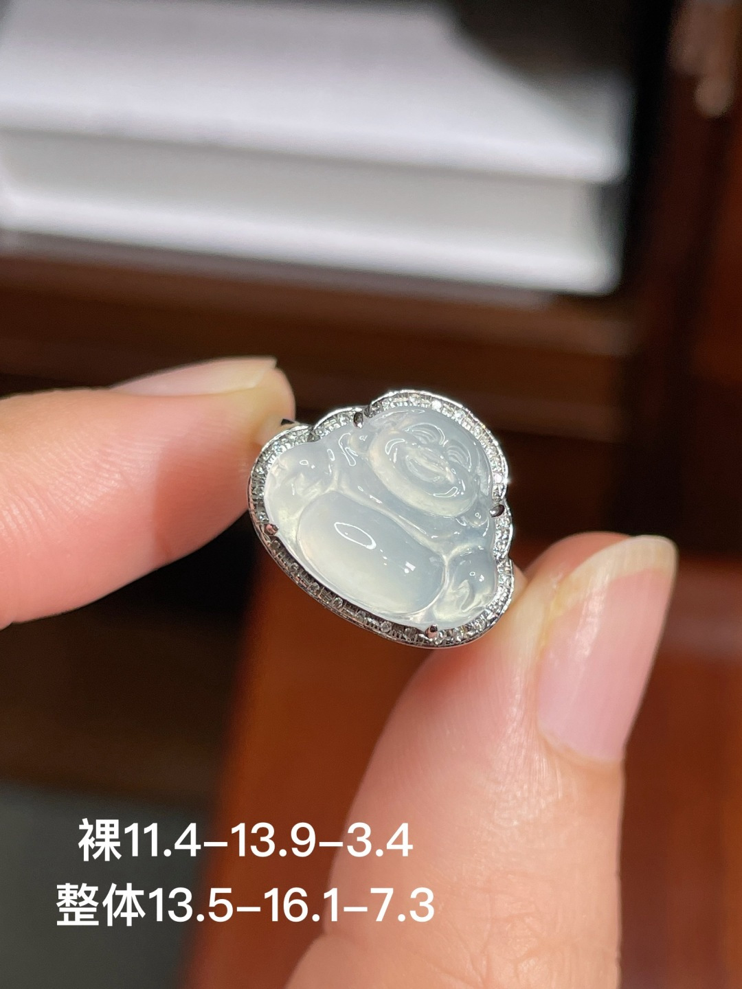 高冰佛公戒指 无裂 18k金镶嵌 不议 强烈推荐，11.4-13.9-3.4