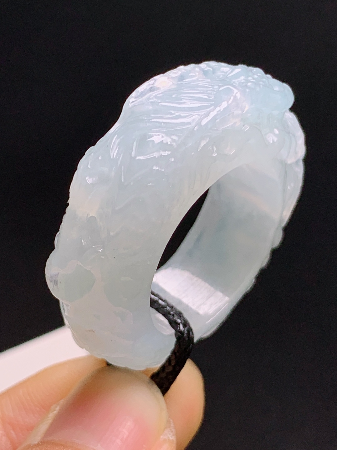 浮雕龙纹扳指，冰润起光雕工立体，龙腾显贵大气收藏款 裸石35.9-10.3-7.6 圈口26 3006