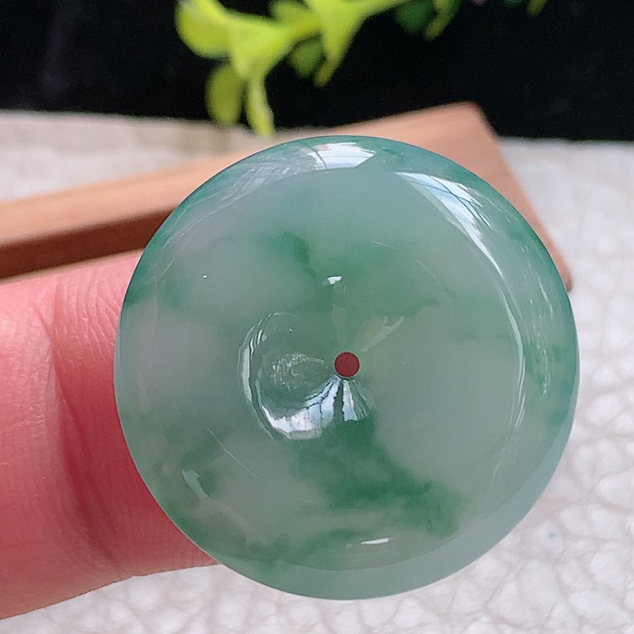 zz3实拍26*6缅甸翡翠冰飘花平安扣吊坠