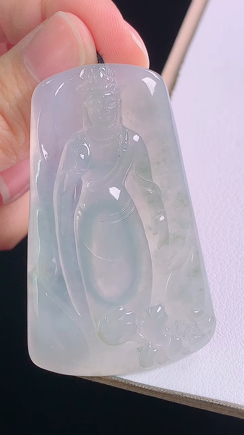 冰种观音，无裂，尺寸:54.3-33.5-4.6mm