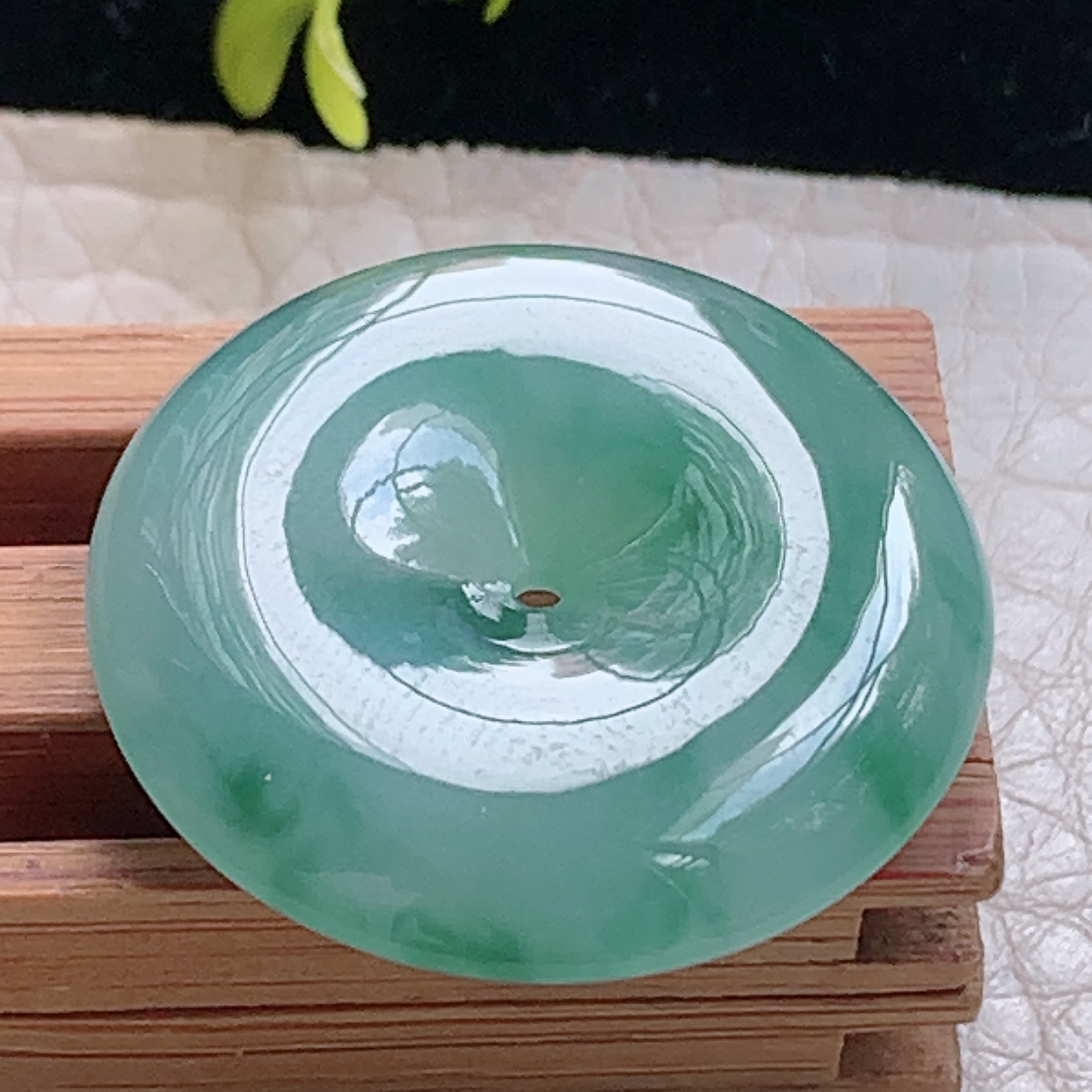 zz3实拍26*6缅甸翡翠冰飘花平安扣吊坠