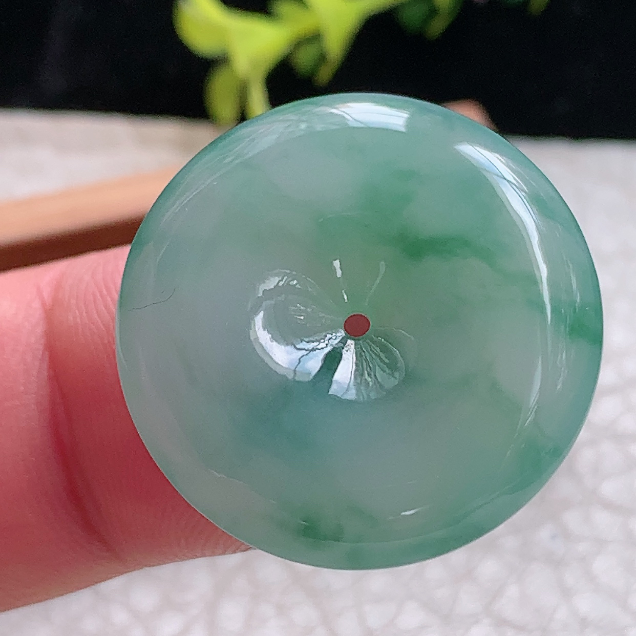 zz3实拍26*6缅甸翡翠冰飘花平安扣吊坠