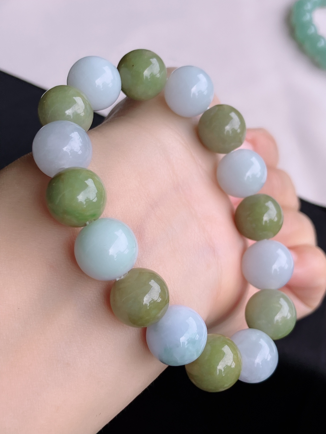 双彩大手串，饱满大气，尺寸13/自然光实拍