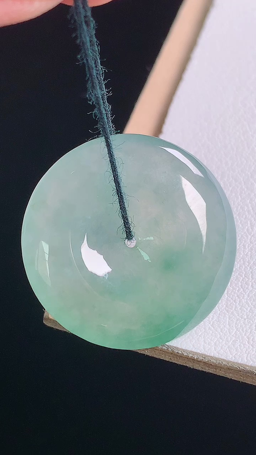 冰蓝花平安扣，无裂，尺寸:24.6-5.7mm 15