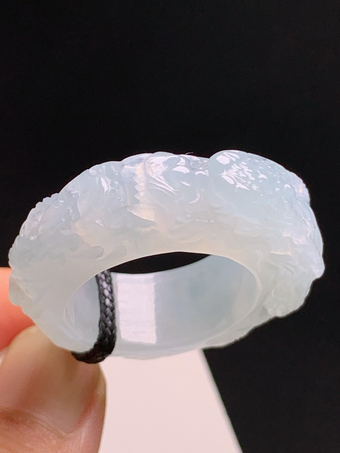 浮雕龙纹扳指，冰润起光雕工立体，龙腾显贵大气收藏款 裸石35.9-10.3-7.6 圈口26 3006