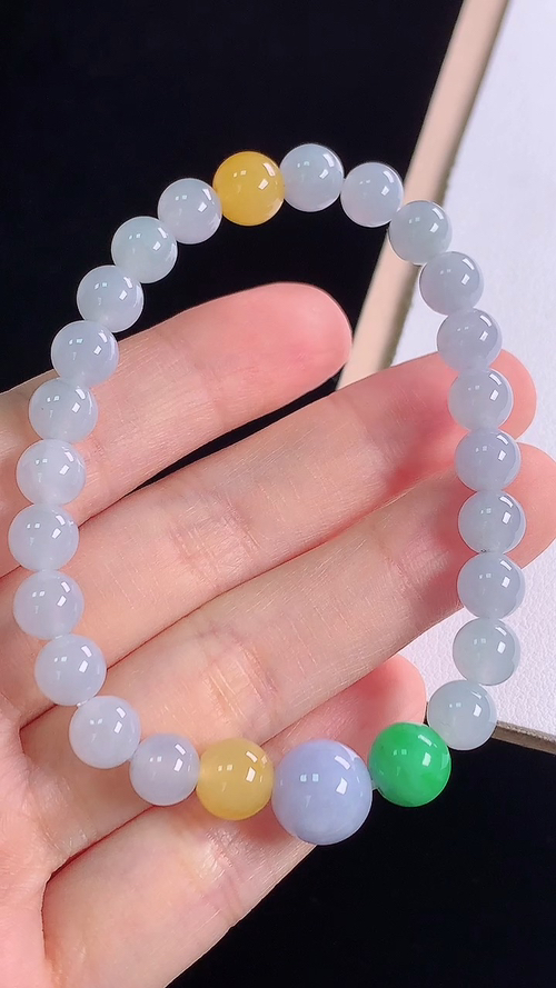 ️多彩手链，尺寸:10.0-10.0/6.7-6.7mm 15