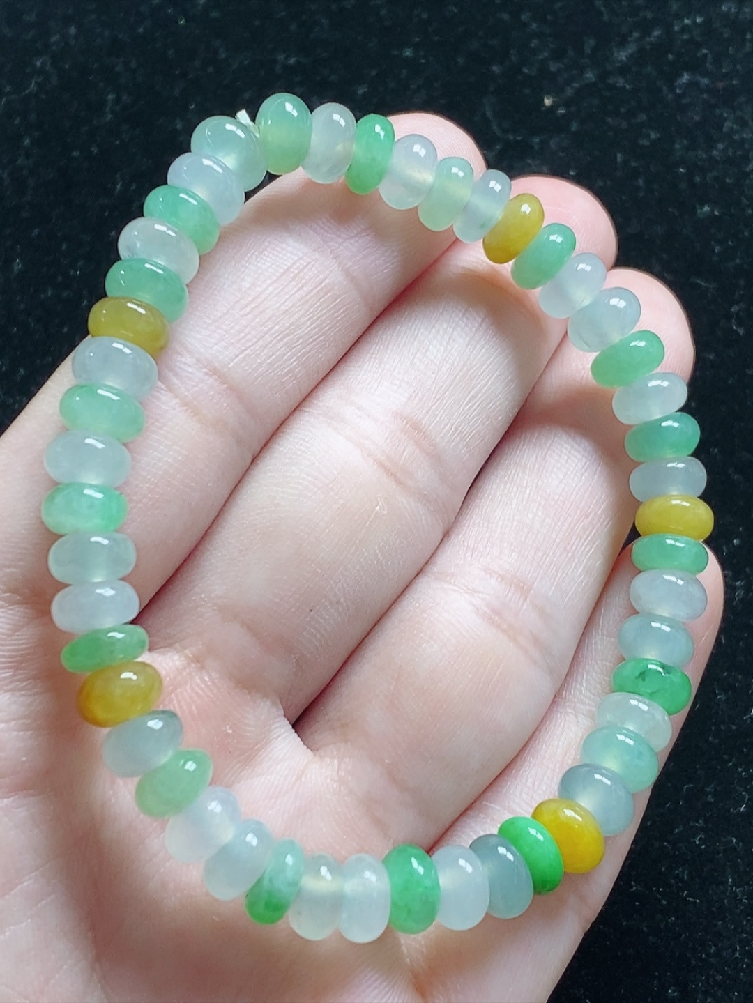 冰种多彩多宝手串，尺寸7-4mm，L20xdz