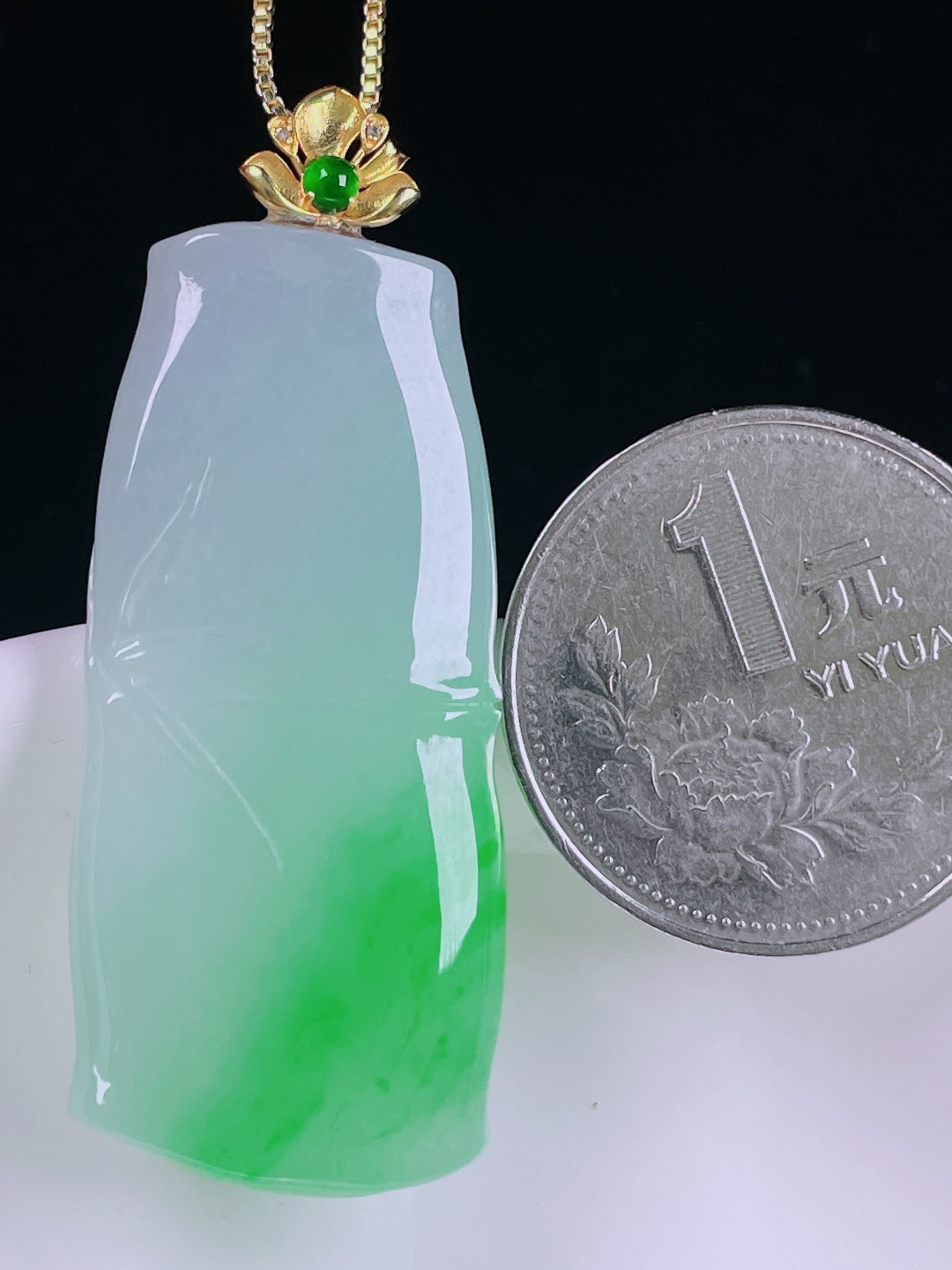 ️冰绿节节高升，老种起光，细底通透，尺寸：48.5裸石42/19.3/6mm0620