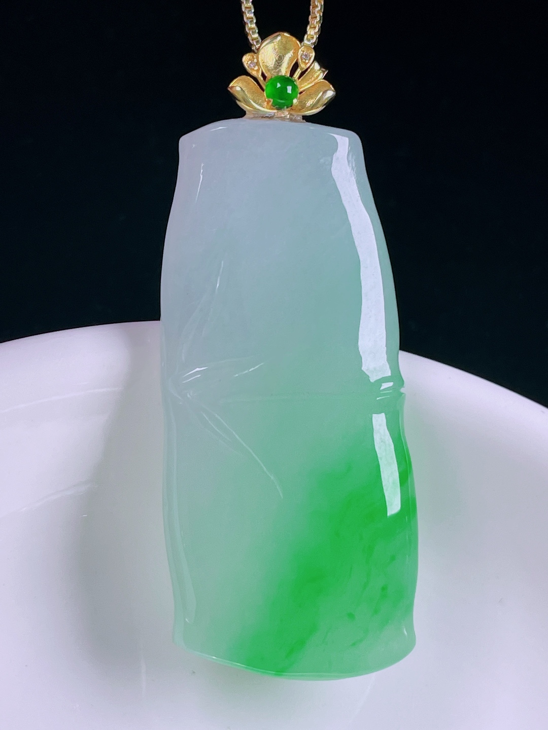 ️冰绿节节高升，老种起光，细底通透，尺寸：48.5裸石42/19.3/6mm0620