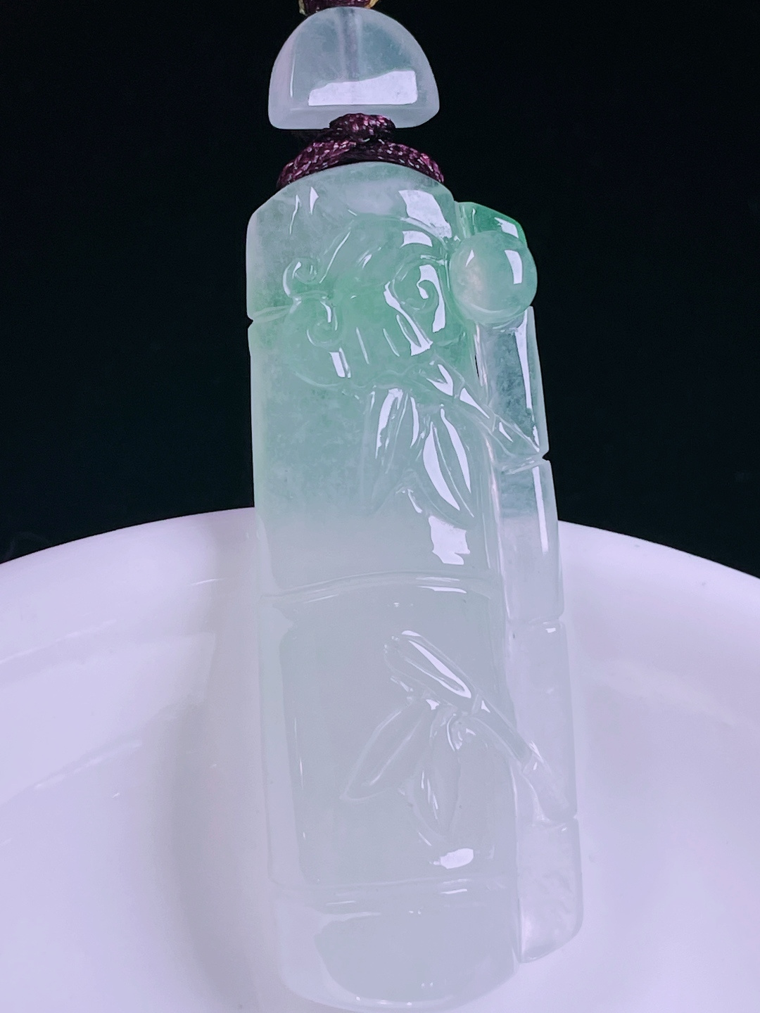 ️冰绿节节高升，老种起光，细底通透，尺寸：裸石46.5/17.7/7mm0620