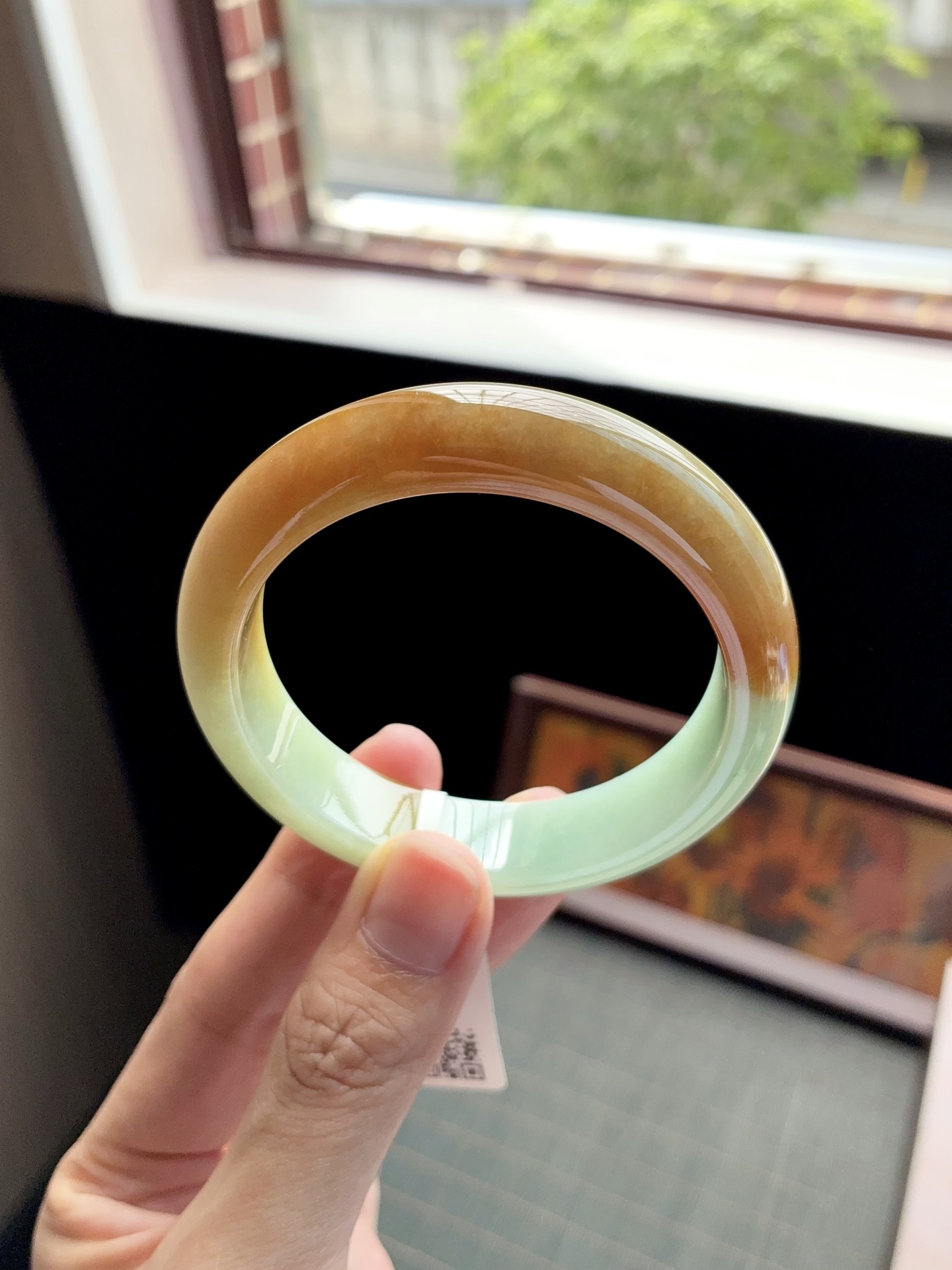 黄翡半山水黄加绿正圈成品 G63-36 ⭕️56-13.5-8.5