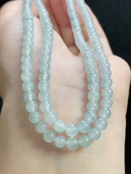 冰种玉珠项链，尺寸4.5mm，138颗，L20yjg