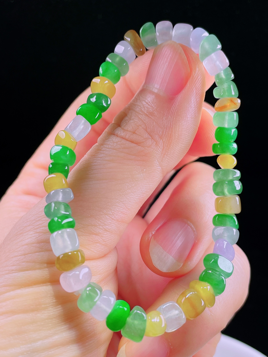 ️多彩手串，老种起光，细底通透，尺寸：7.3mm0621