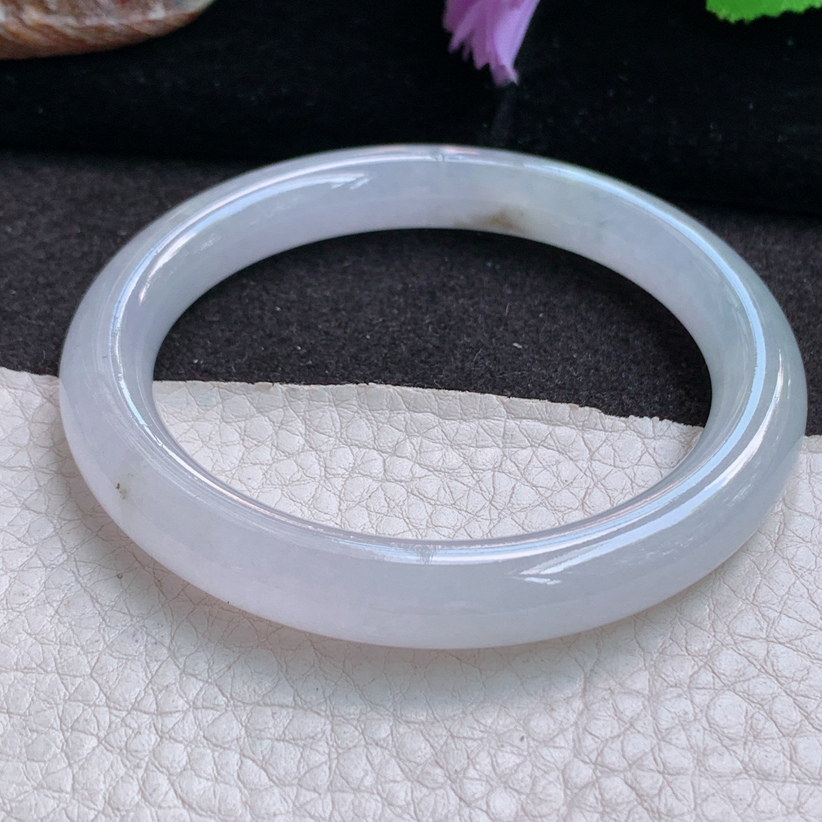 xh实拍55.5*9.5*8.6叮当镯 缅甸翡翠a货玉手镯 冰纯圆条玉手环 美人镯