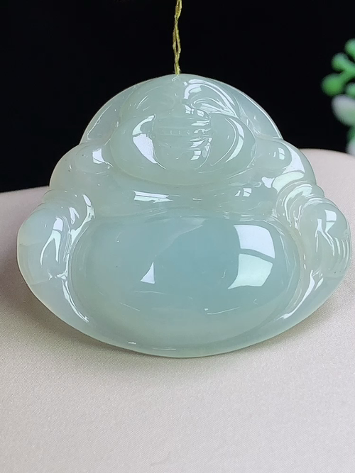 冰种佛公，无裂，尺寸35.9-38.5-6.5mm，L20xcf