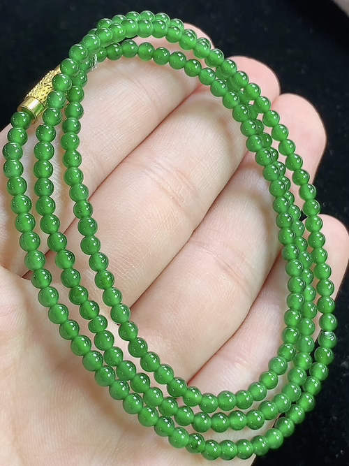 满绿玉珠项链，尺寸3.0mm，L20xtg