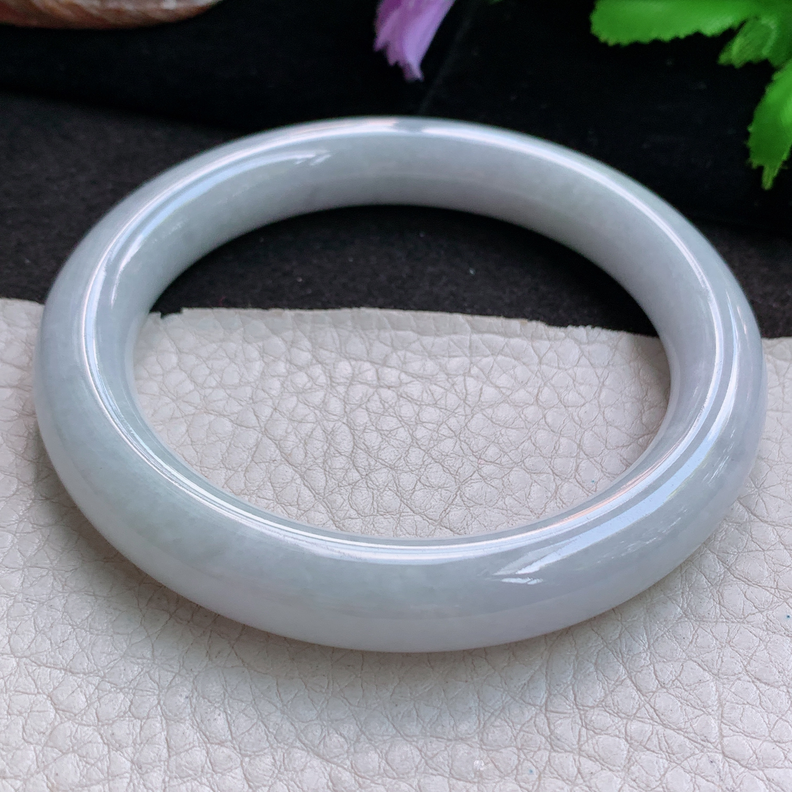 ym大圈口62.5*11.5*11叮当镯 缅甸翡翠a货玉手镯 清新胶感圆条玉手环 美人镯