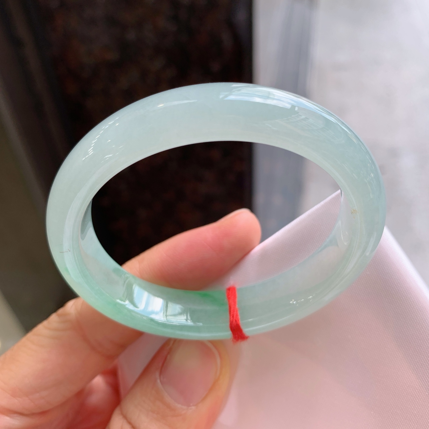 贵妃冰飘绿 有纹 尺寸：52/44/12/7.4 小圈口