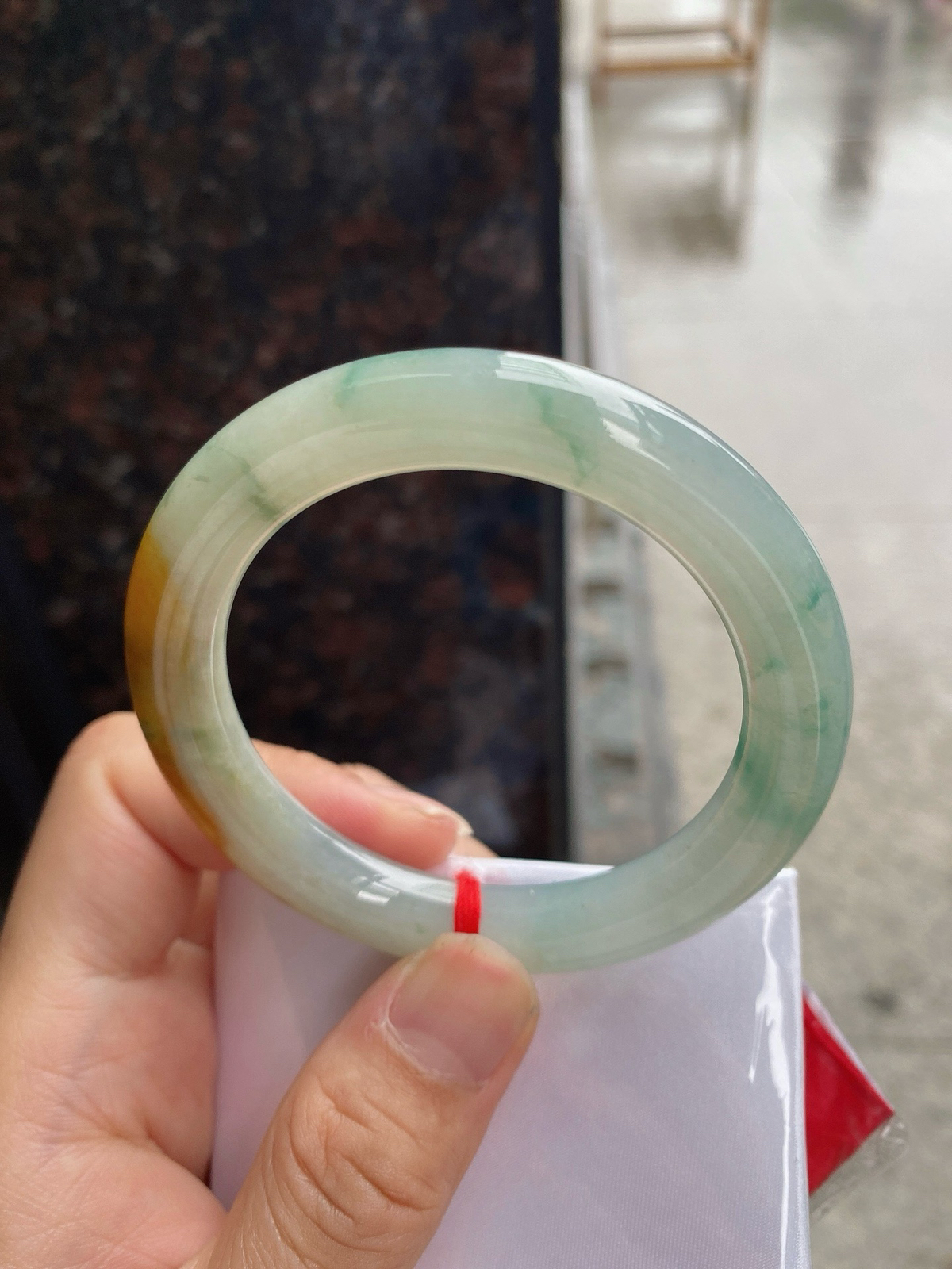 圈口53.6-9.5-10.2     【蜜糖黄飘花圆条手镯】圈口53   54可戴