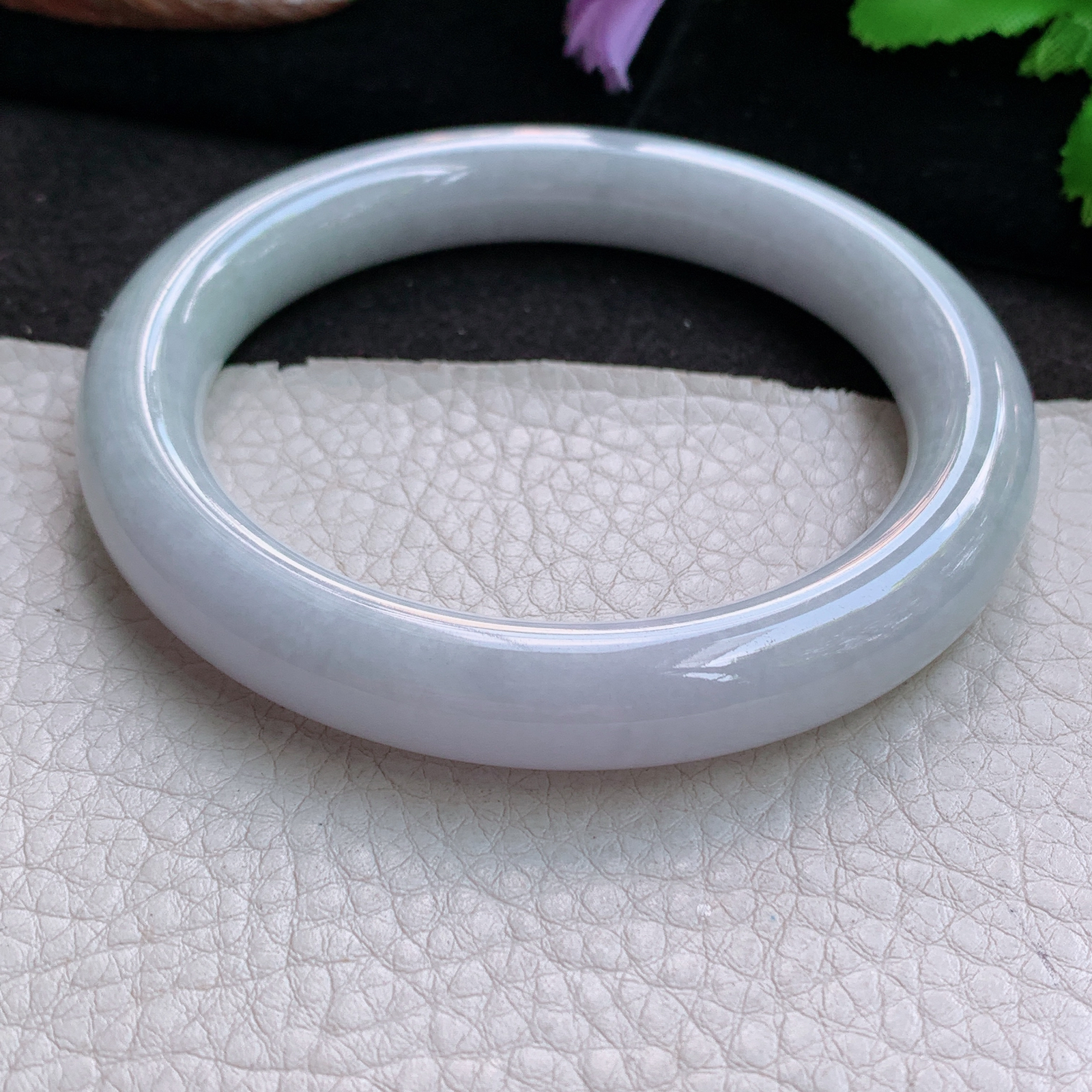 ym大圈口62.5*11.5*11叮当镯 缅甸翡翠a货玉手镯 清新胶感圆条玉手环 美人镯