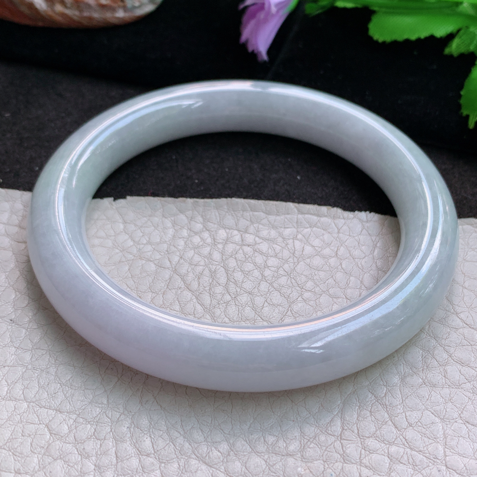 ym大圈口62.5*11.5*11叮当镯 缅甸翡翠a货玉手镯 清新胶感圆条玉手环 美人镯