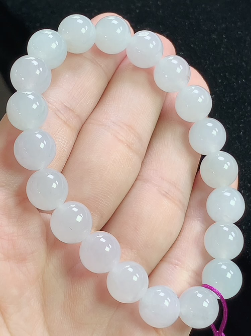 冰种玉珠手串，尺寸9.5mm，L21zg9