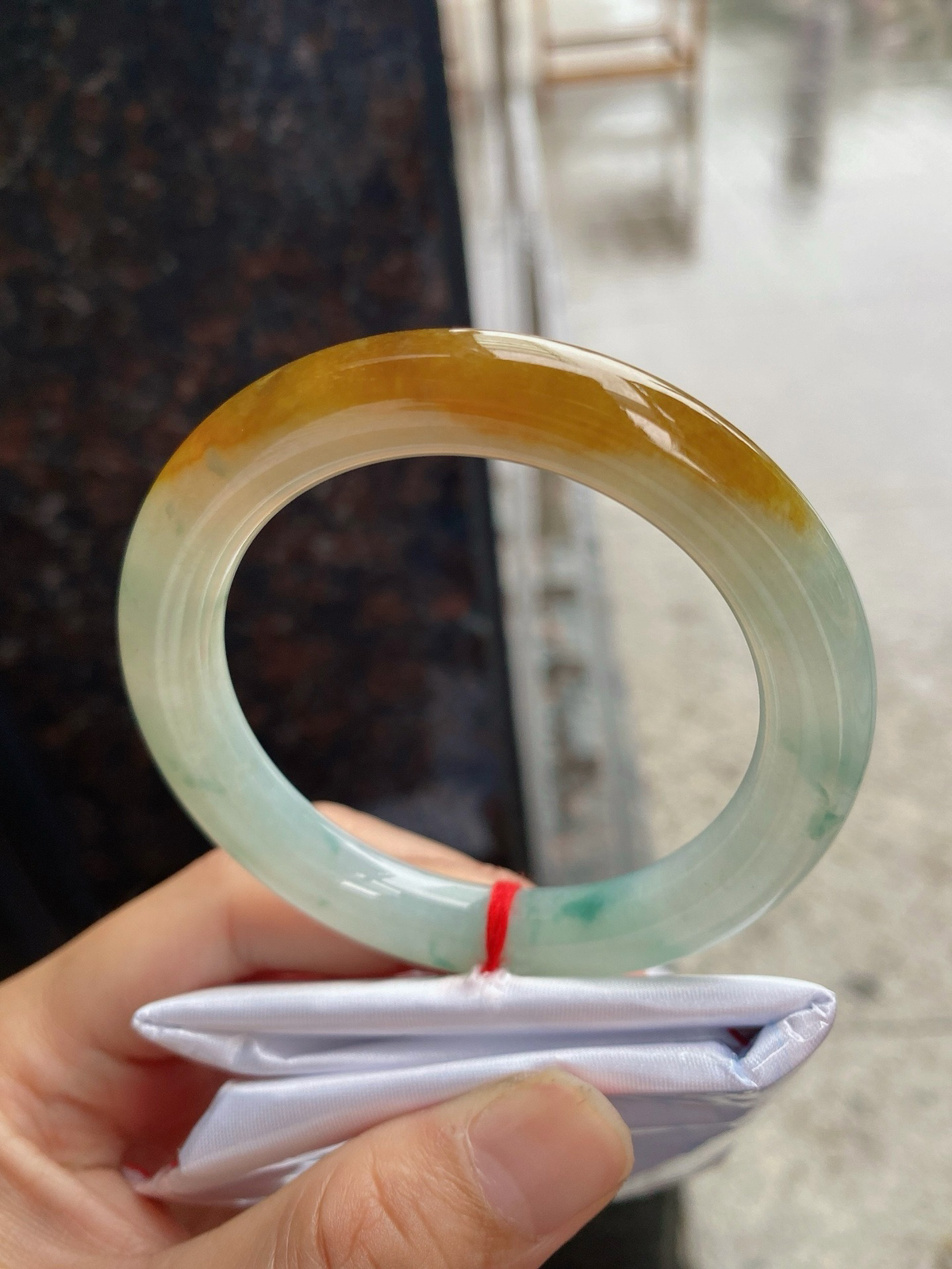 圈口53.6-9.5-10.2     【蜜糖黄飘花圆条手镯】圈口53   54可戴