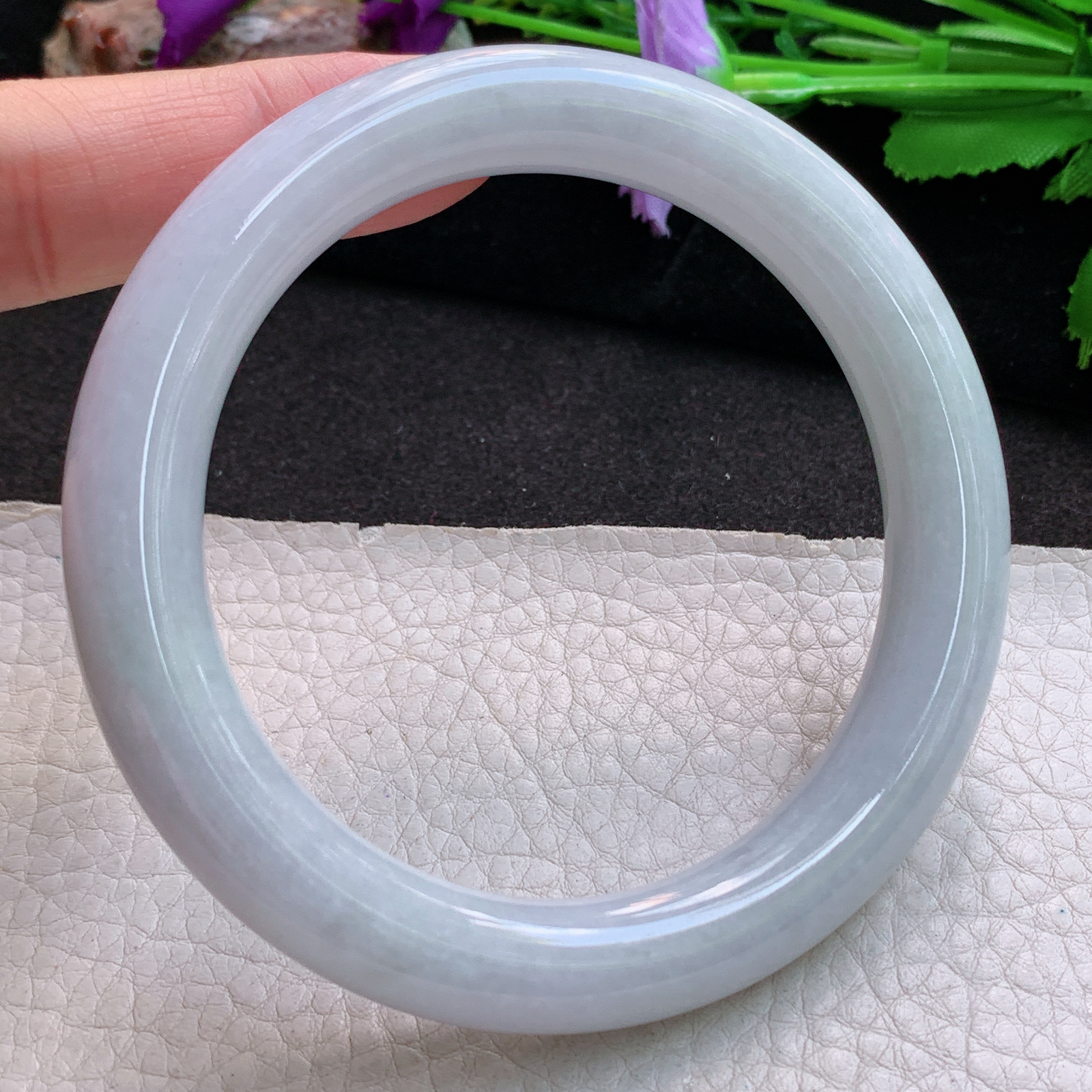 ym大圈口62.5*11.5*11叮当镯 缅甸翡翠a货玉手镯 清新胶感圆条玉手环 美人镯
