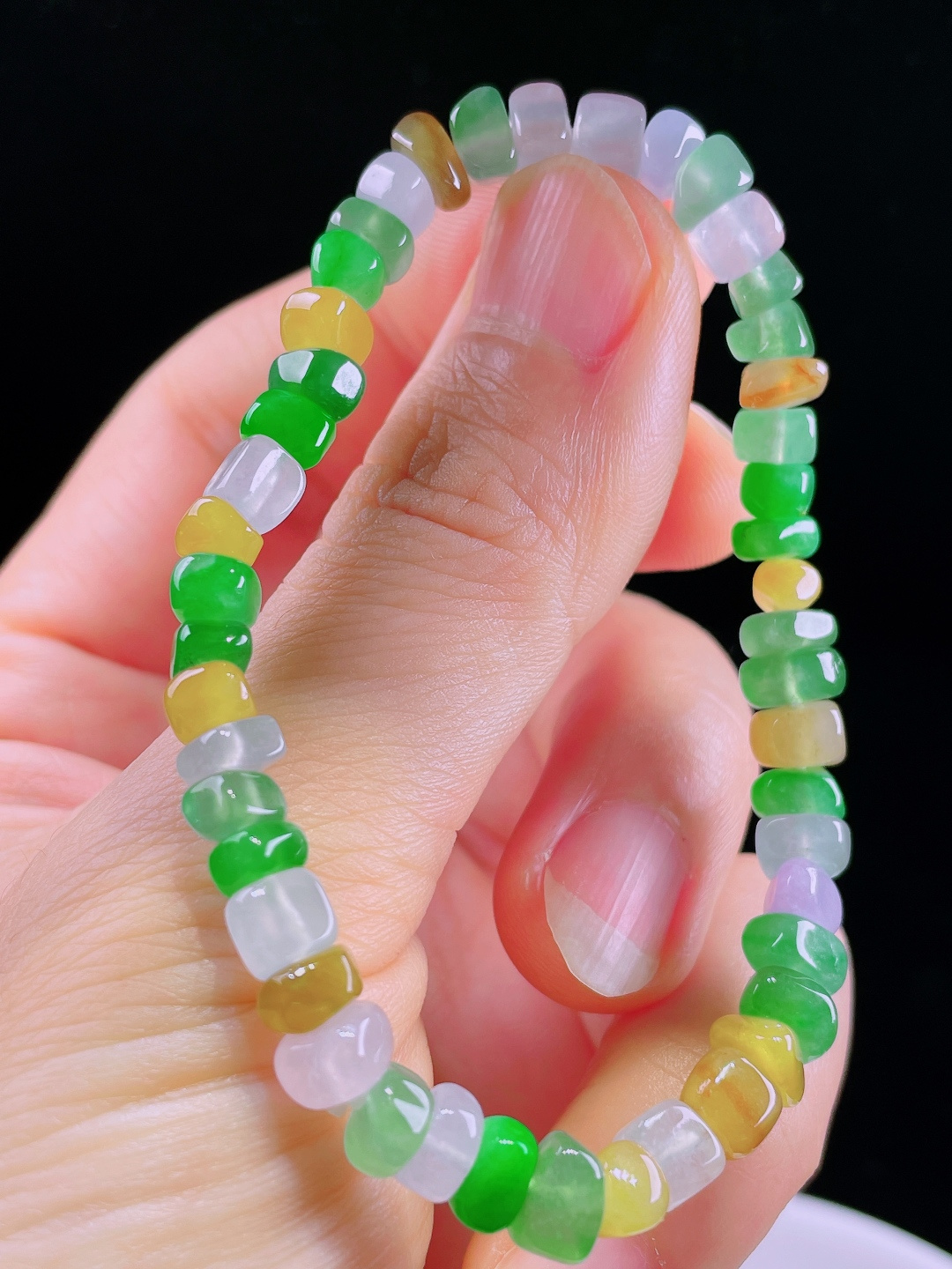 ️多彩手串，老种起光，细底通透，尺寸：7.3mm0621