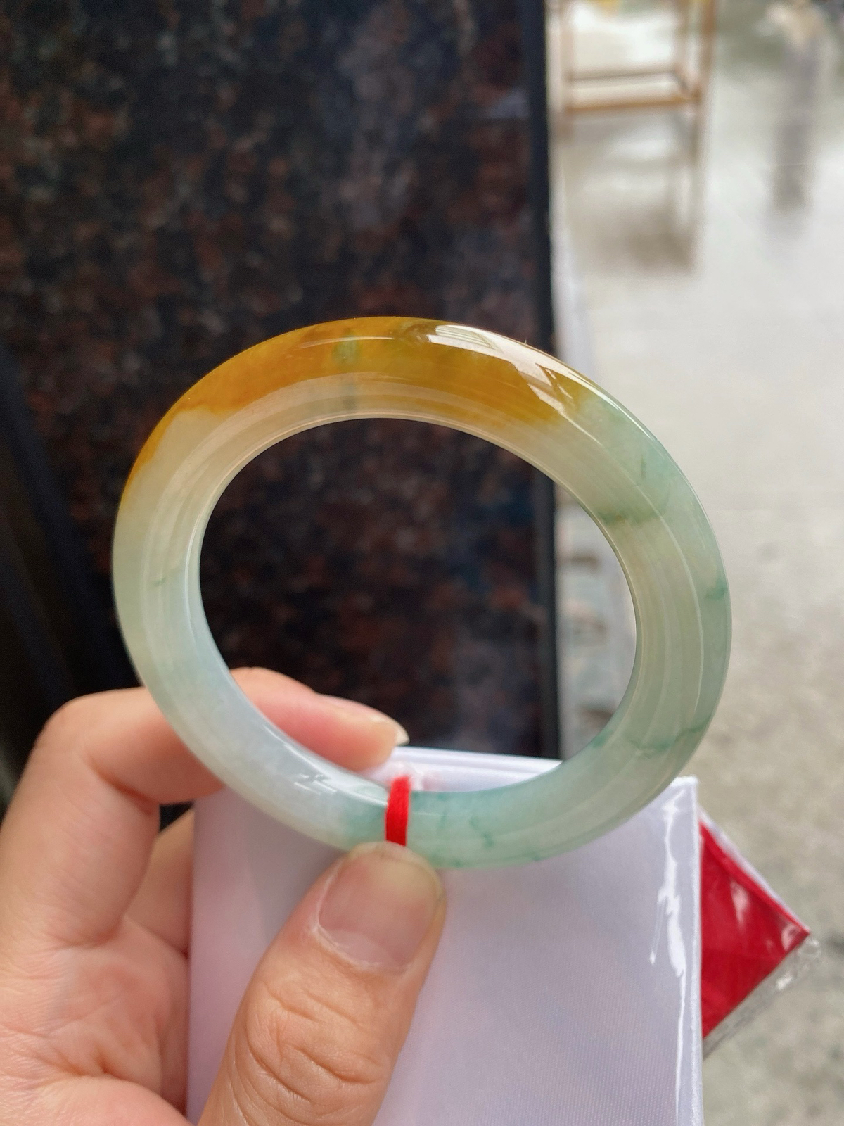 圈口53.6-9.5-10.2     【蜜糖黄飘花圆条手镯】圈口53   54可戴