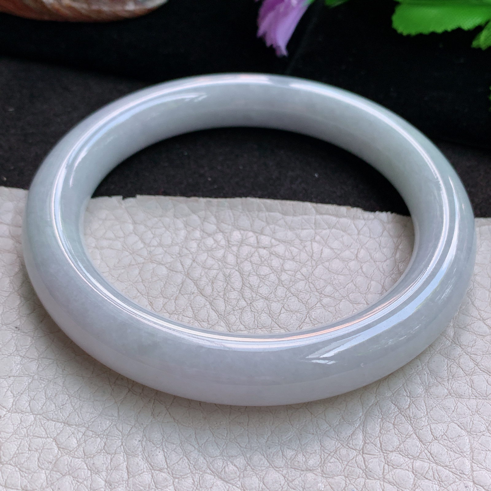 ym大圈口62.5*11.5*11叮当镯 缅甸翡翠a货玉手镯 清新胶感圆条玉手环 美人镯