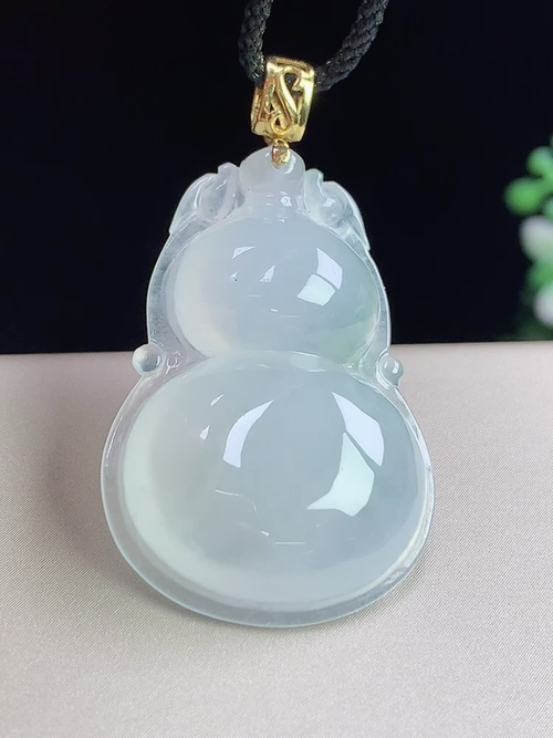 18k金镶冰种大葫芦，无裂，尺寸32.2-22-6.7mm，L21jay