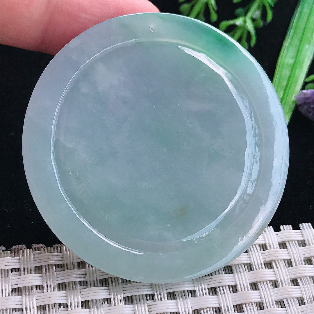 实拍A货翡翠53/5.5老坑冰润飘绿赐福观音吊坠翡翠玉挂件