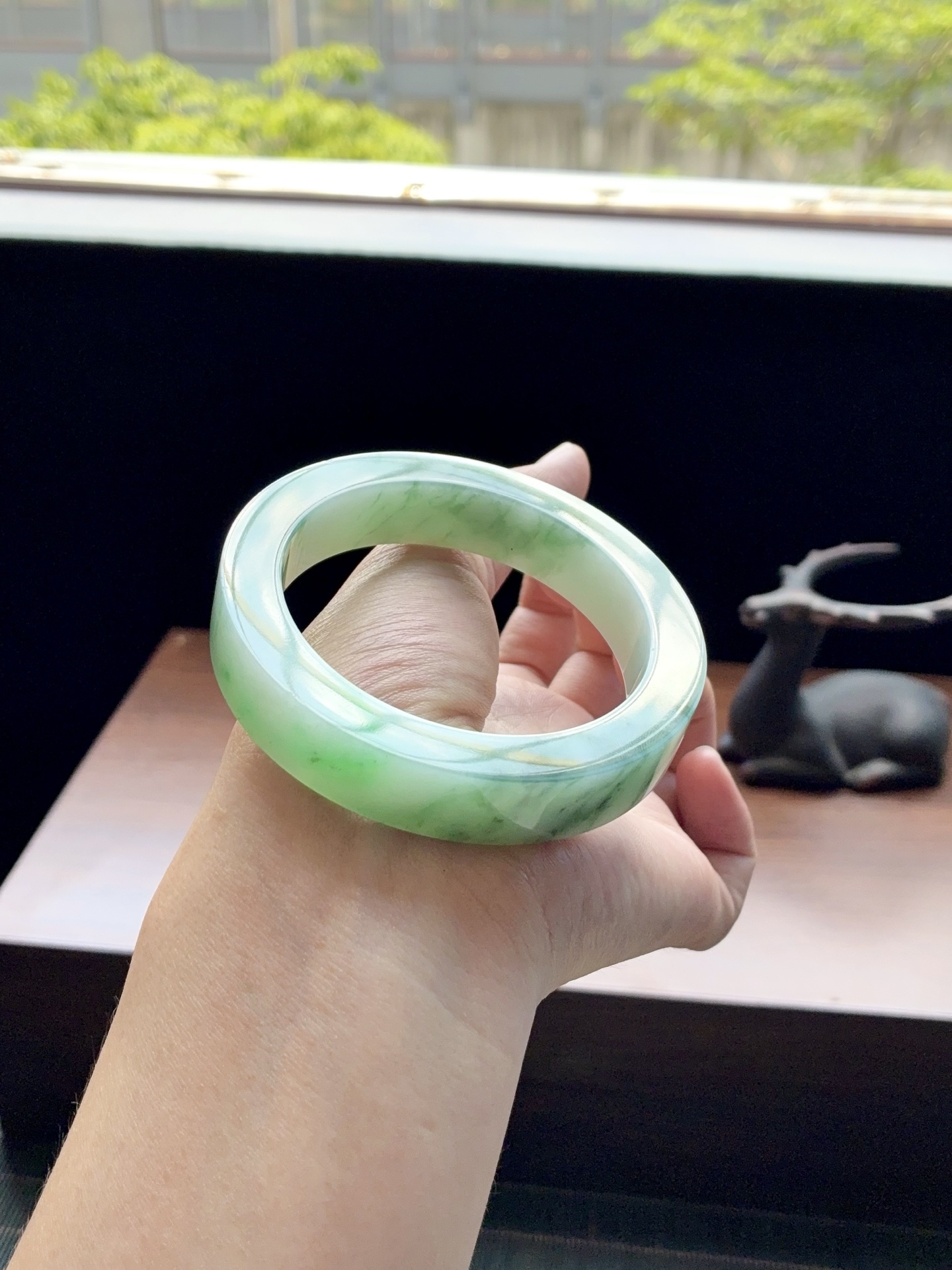 绿飘花镯胚 A0621-4 ⭕️74-56-12.8-9 可做56～58正圈