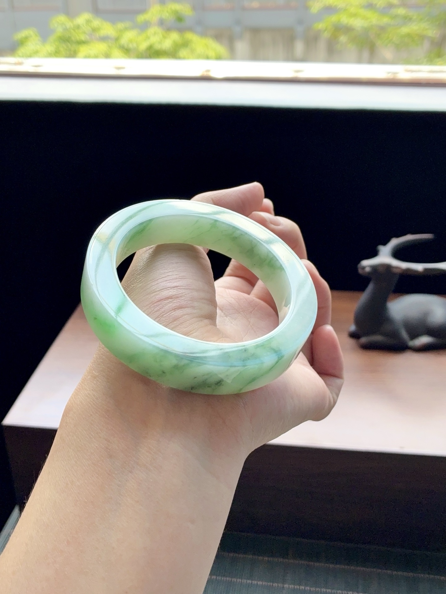 绿飘花镯胚 A0621-4 ⭕️74-56-12.8-9 可做56～58正圈