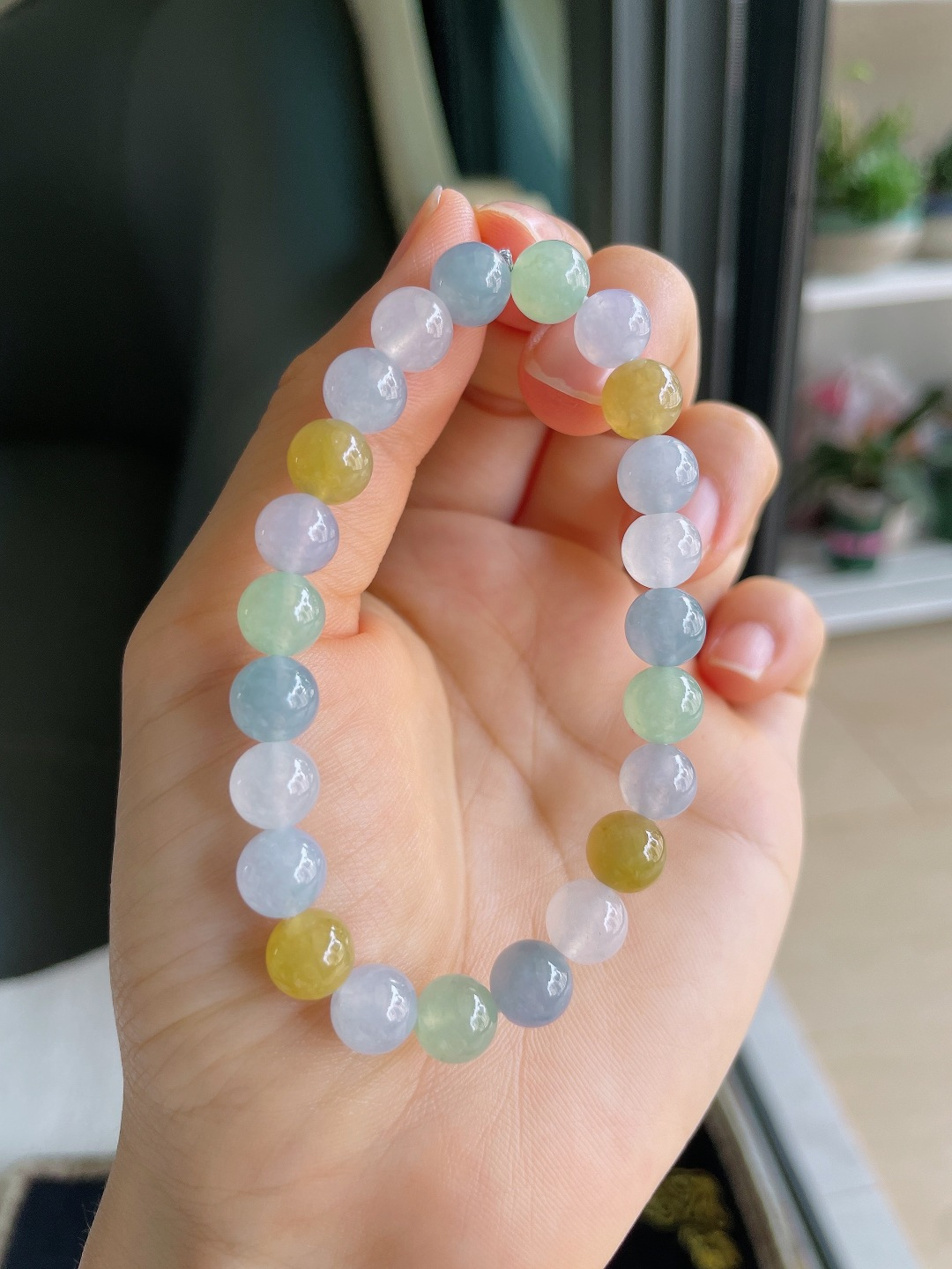 缅甸天然翡翠A货，冰多宝手串，尺寸：7.8mm。【编4310】