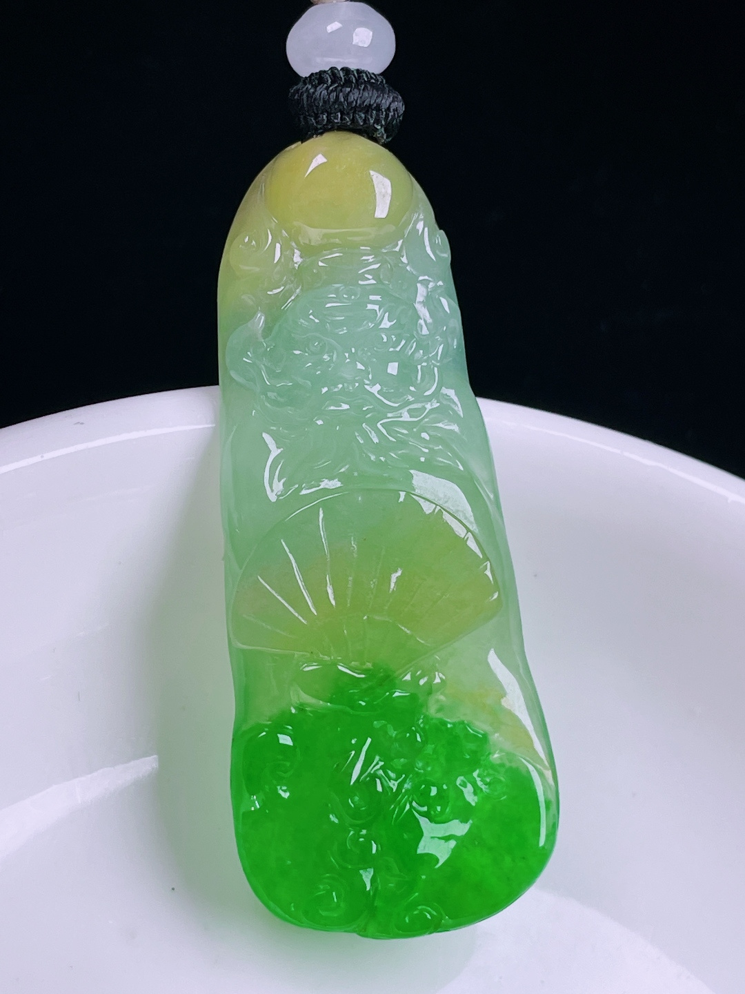️黄加绿钟馗，老种起光，细底通透，尺寸：43.5/18/4.8mm0622