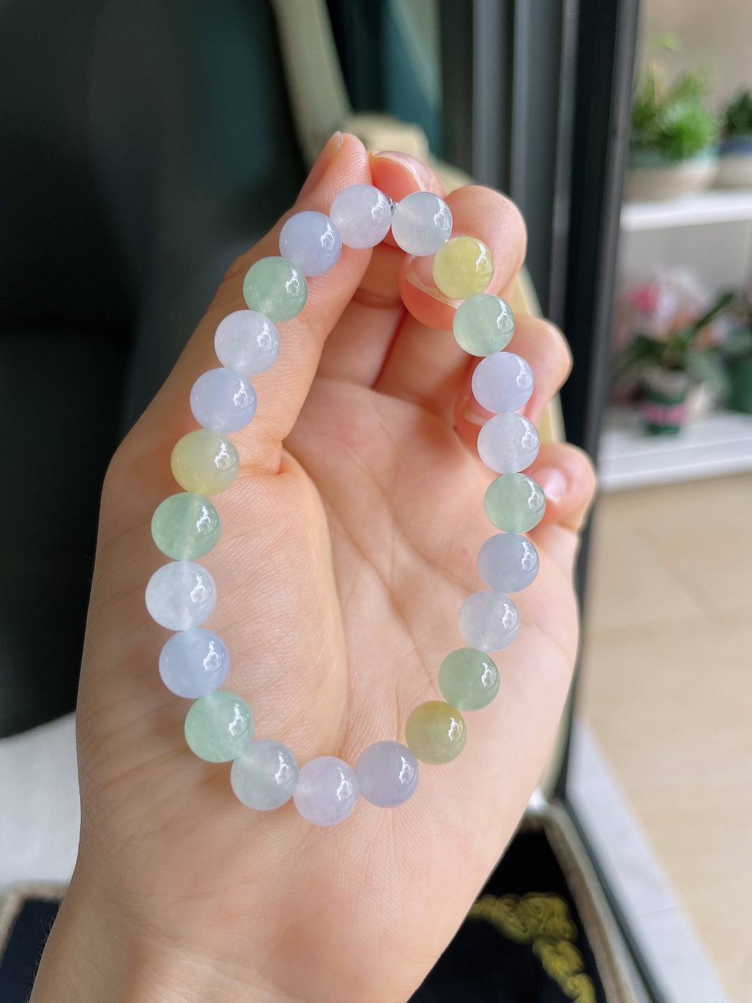 天然翡翠A货，冰多宝手串，尺寸：8mm。【编4297】