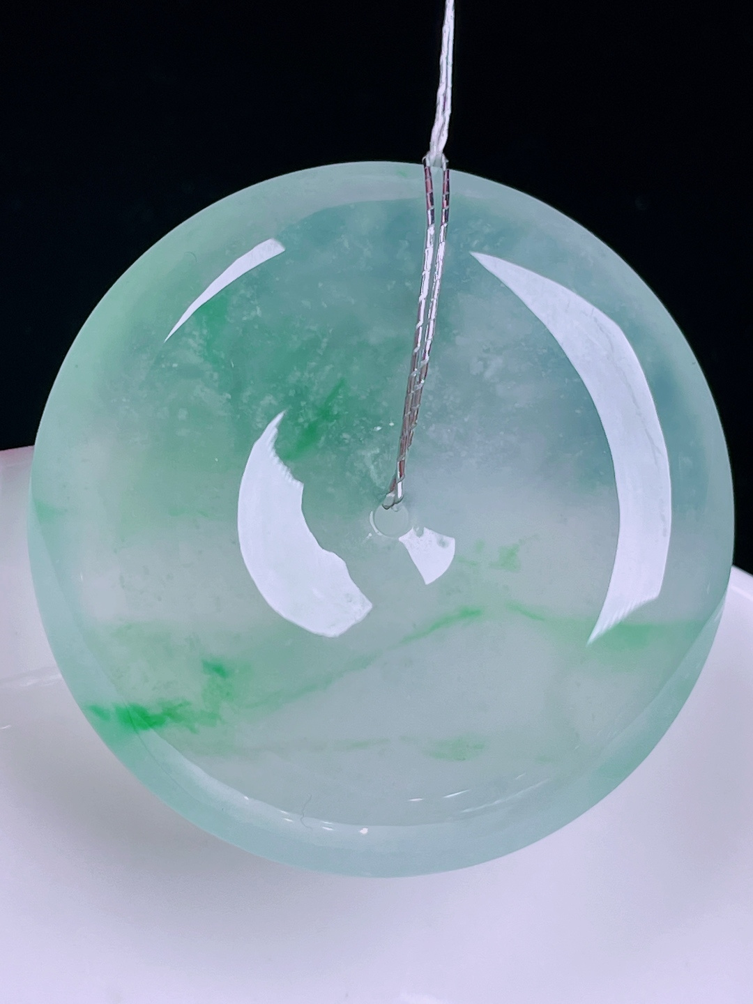 ️冰绿平安扣，老种起光，细底通透，尺寸：35.8/7.4mm0622