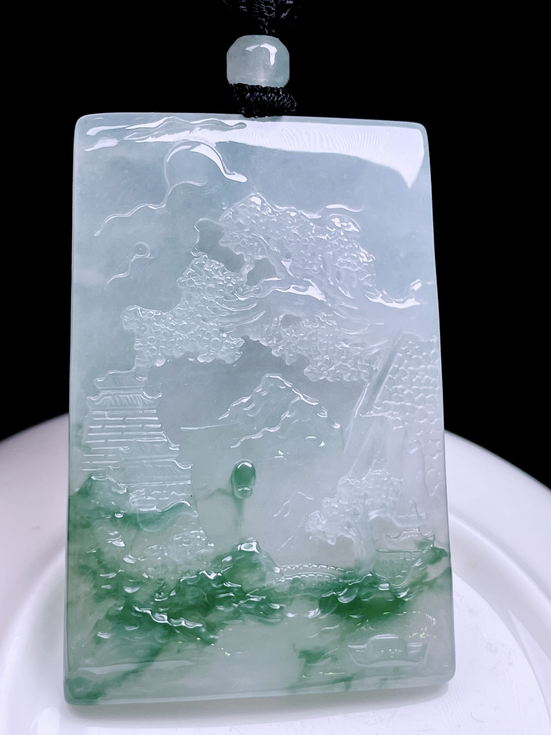 冰飘花山水牌 飘花灵动，种老水润 尺寸：53/36/5