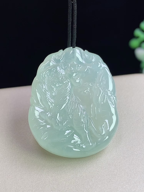 冰种生肖虎牌，无裂，尺寸25.8-20-5.4mm，L22yaf