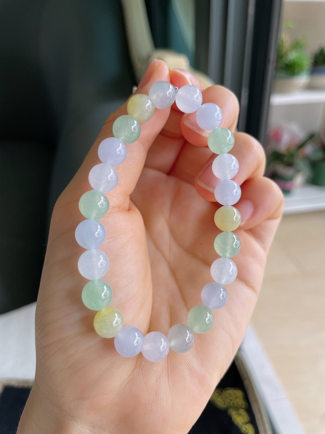 天然翡翠A货，冰多宝手串，尺寸：8mm。【编4297】