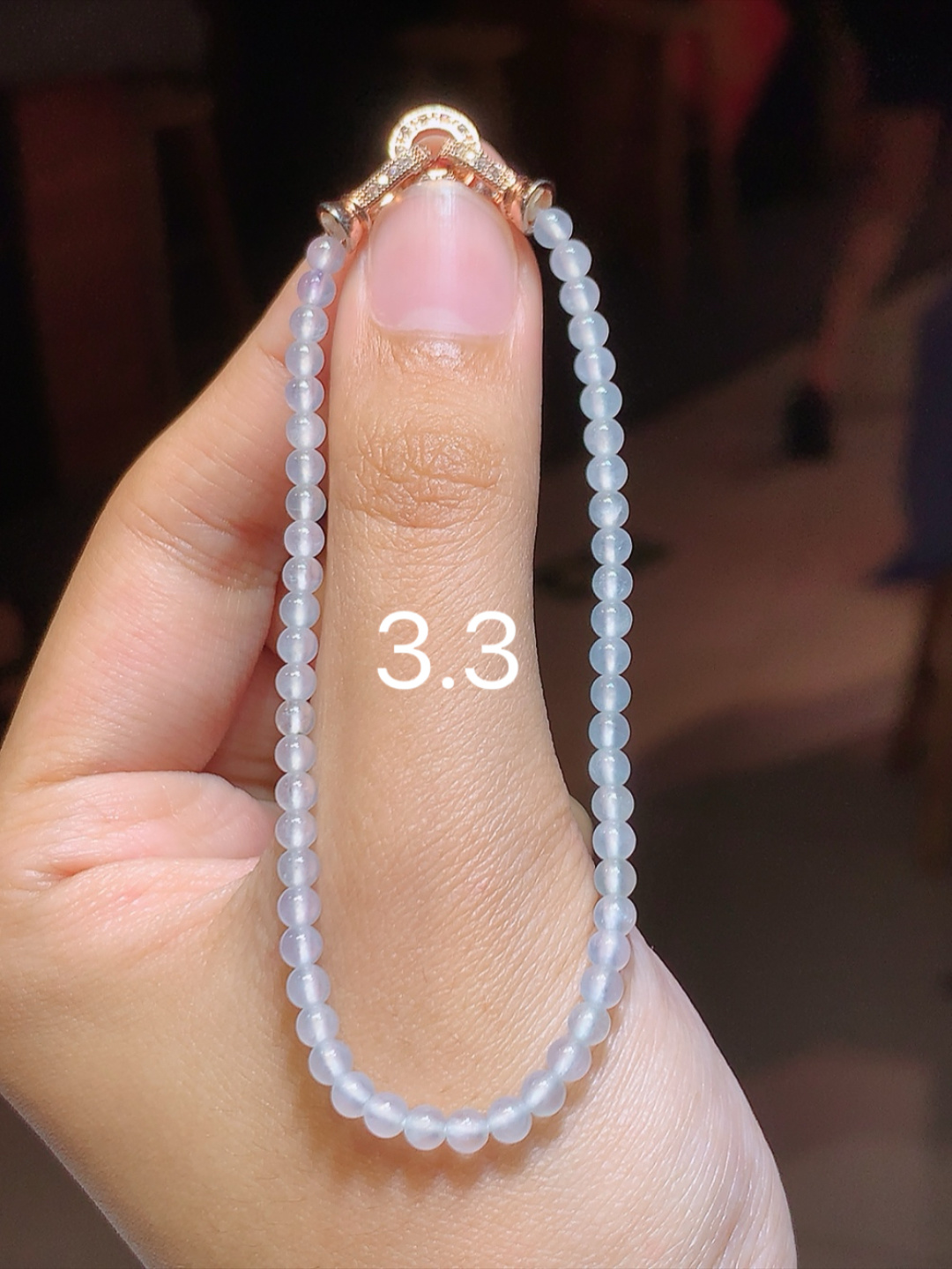 ️️冰圆珠手串。种老底子细腻，冰透水润，佩戴时尚大方 货号11620，3.3