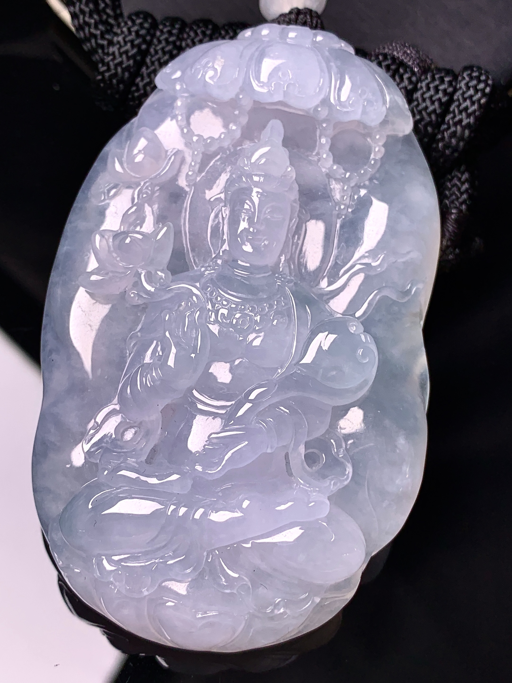 冰种度母观音菩萨吊坠 玉质细腻 色泽艳丽清新 整体尺寸67.8*42*12 a5