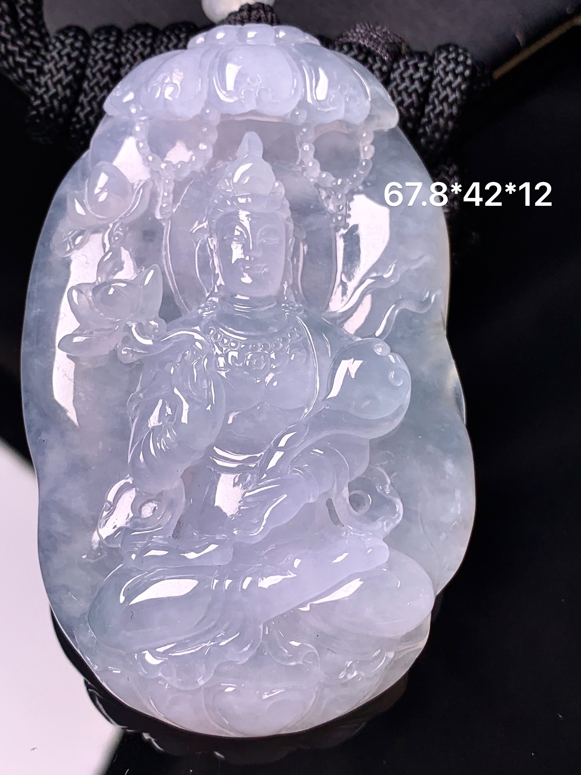 冰种度母观音菩萨吊坠 玉质细腻 色泽艳丽清新 整体尺寸67.8*42*12 a5