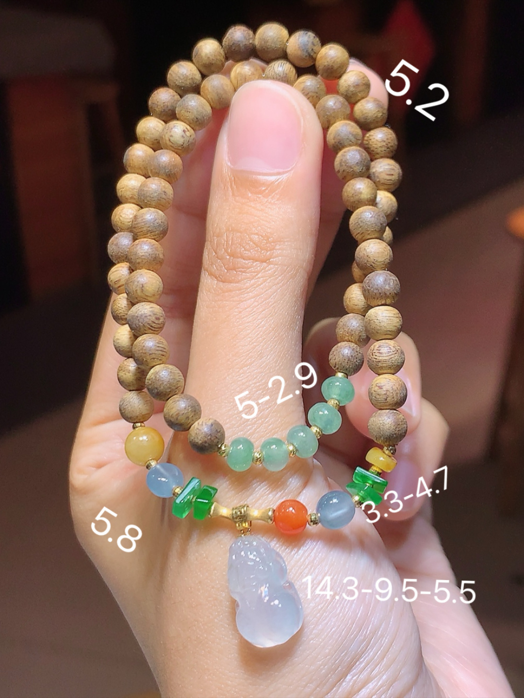 ️️多彩圆珠手串 冰润十足  底子细腻，佩戴福气满满货号30620，5-2.9